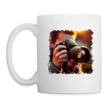 Photographer enjoys photography - Mug - white - Left