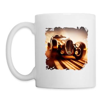 Beim Oldtimer-Rennen einen Oldtimer erleben - Tasse - Weiß - Links