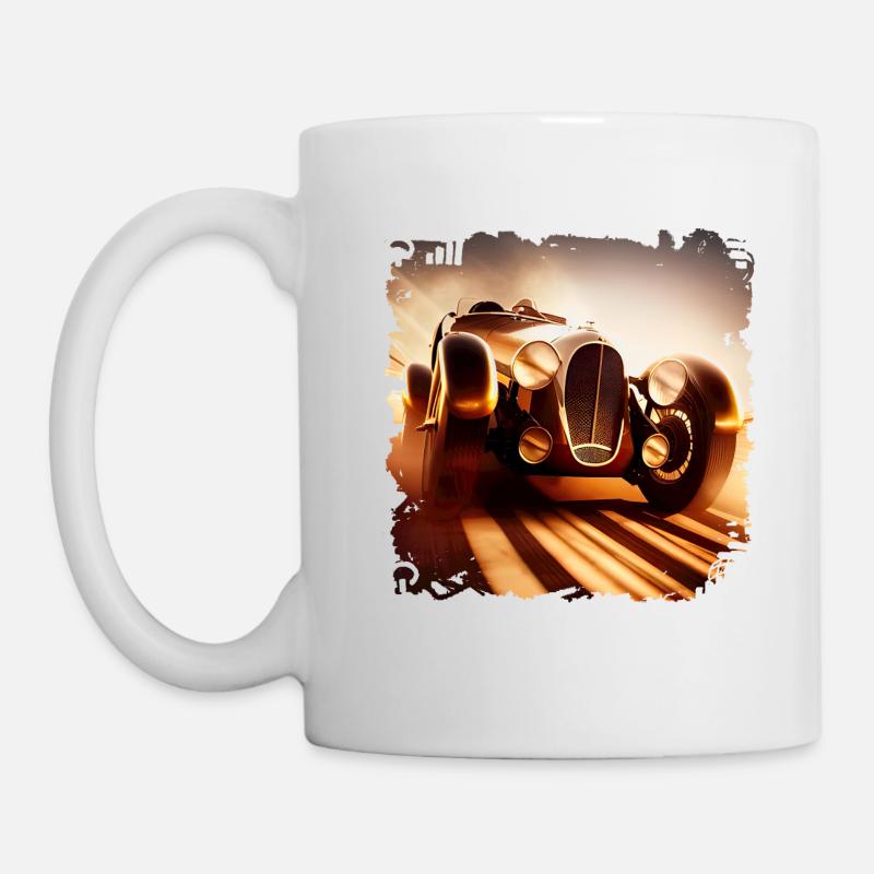 Découvrez une voiture classique à la course de voitures classiques - Mug blanc - blanc