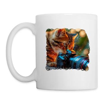 Cat découvre le monde d’une nouvelle manière - Mug blanc - blanc - Gauche