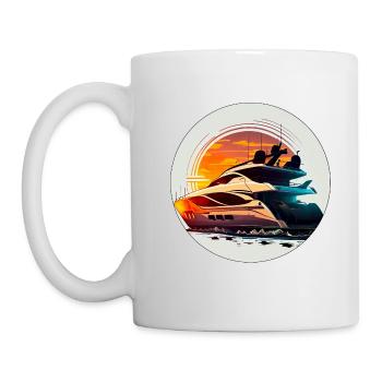 With the yacht for fishing and swimming - Mug - white - Left