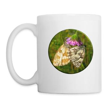 Zwei Bläulinge bei der Familienplanung - Tasse - Weiß - Links