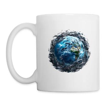 Kein Platz mehr für Fische in den Meeren - Tasse - Weiß - Links