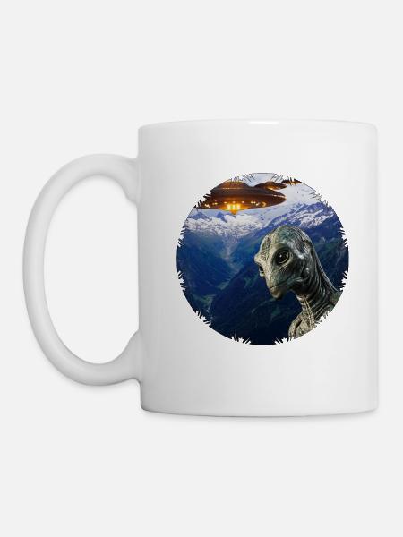 Soucoupes volantes et extraterrestres dans un piège photographique - Mug blanc - blanc