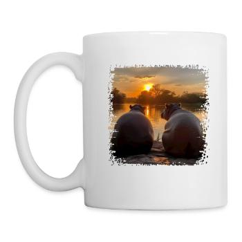 Two hippos enjoying the sunset - Mug - white - Left