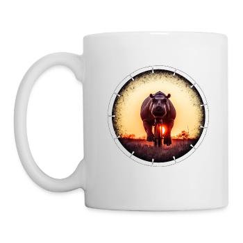Ein Nilpferd auf dem Fahrrad - Tasse - Weiß - Links