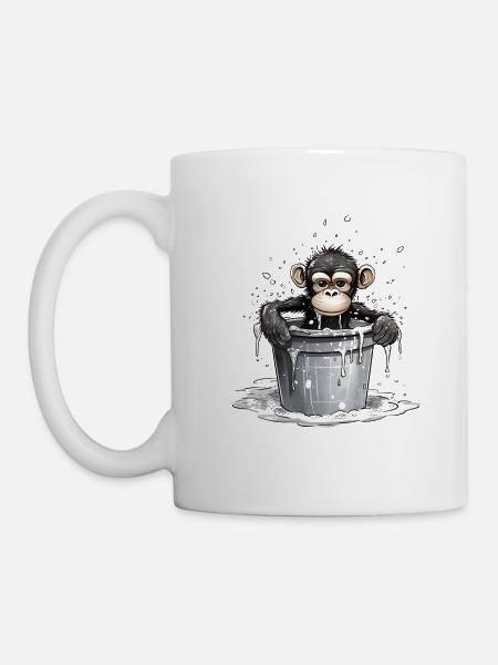 Affe sucht Abkühlung - Tasse - Weiß