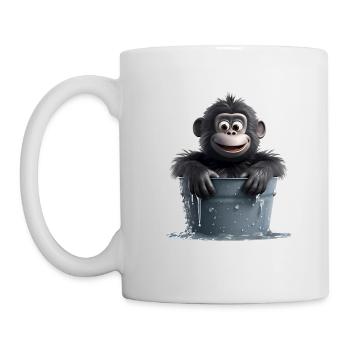 Ein Affe, der im Wasserfass sitzt - Tasse - Weiß - Links