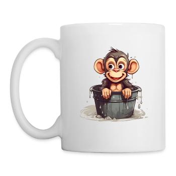 Auch die Affen spüren den Klimawandel - Tasse - Weiß - Links