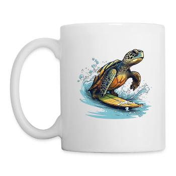 Turtle surfing - Mug - white - Left