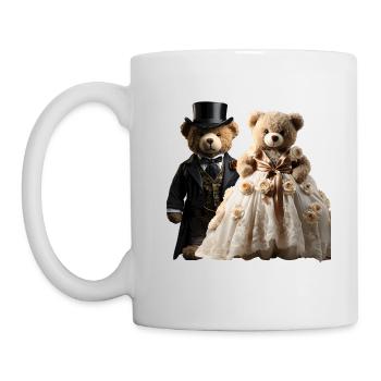 Two happy newlywed bears - Mug - white - Left