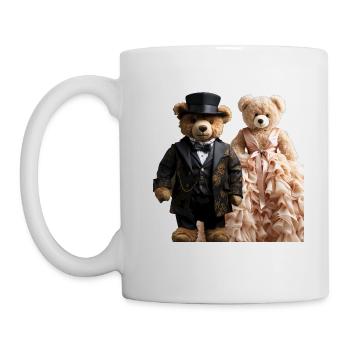 Deux ours en peluche nouvellement mariés - Mug blanc - blanc - Gauche