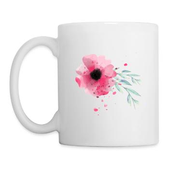 Vintage Rose Flower - Tasse - Weiß - Links