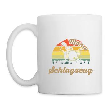 Unterschätze niemals einen alten Mann - Schlagzeug - Tasse - Weiß - Links