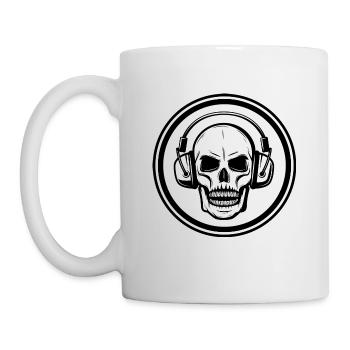 tête de mort cool - cool skull with headphones - Mug blanc - blanc - Gauche