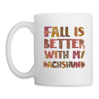 Thankful for my Dackel Hund Herbst Dankbarkeit - Tasse - Weiß - Links