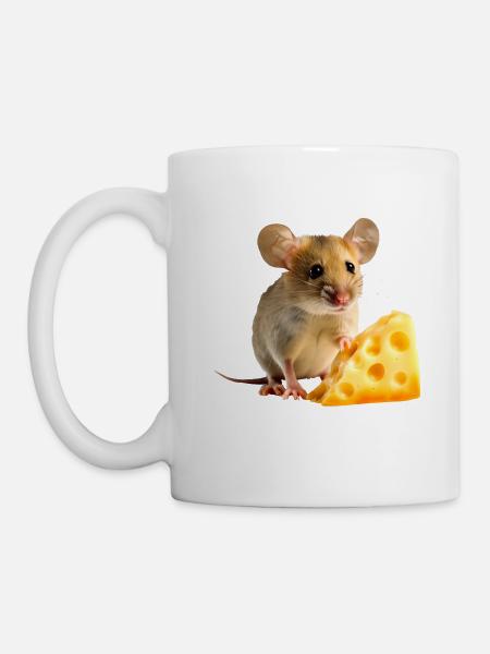 Maus mit Käse - Tasse - Weiß