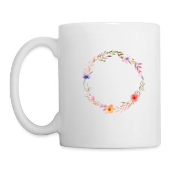 Customisable floral wreath, colourful - Mug - white - Left
