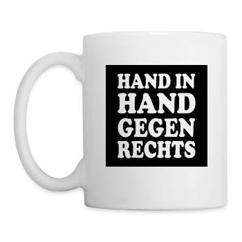 Hand in hand gegen rechts - Tasse - Weiß - Links