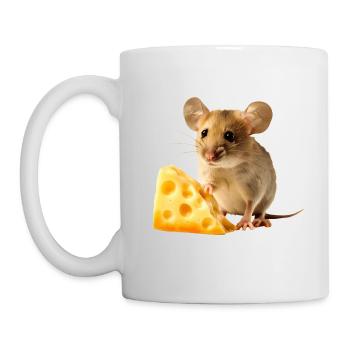 Mouse with a piece of cheese - Mug - white - Left