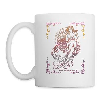 Alfons Mucha - Tasse - Weiß - Links
