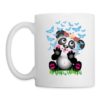 31 Baby Panda Schmetterlinge Rosen - Tasse - Weiß - Links