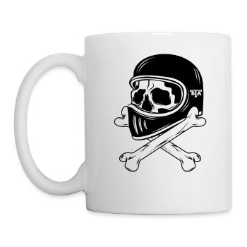Motorrad retro biker skull - Tasse - Weiß - Links