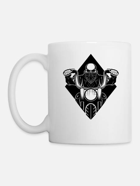 biker outlaw skull - Tasse - Weiß