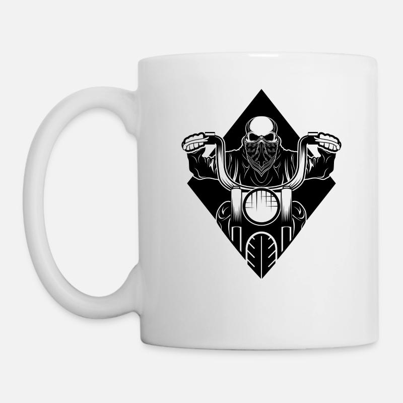 biker outlaw skull - Tasse - Weiß