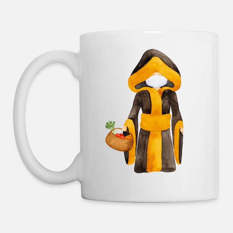 Münchner Kindl avec masque et panier - Mug blanc - blanc