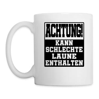achtung kann schlechte laune enthalten - Tasse - Weiß - Links