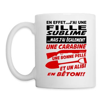 Touche pas à ma fille /phrase drôle et amusant - Mug blanc - blanc - Gauche
