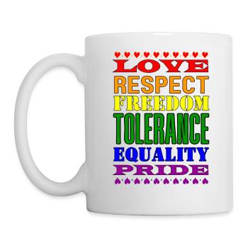 Fierté 2023 Mots et couleurs arc-en-ciel - Mug blanc - blanc - Gauche