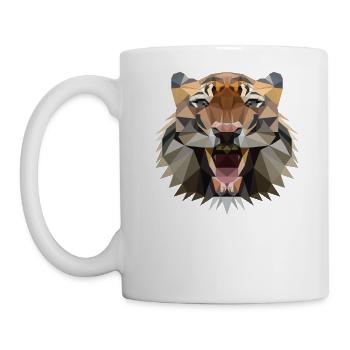 Tiger Polygon Geometrisch - Kater - Tasse - Weiß - Links