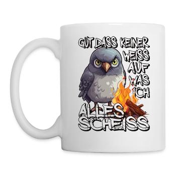 Taube Tauben Vogel Schwarzer Humor Sarkasmus - Tasse - Weiß - Links