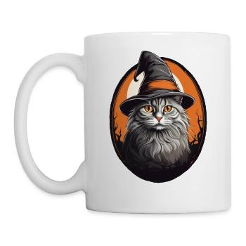 Halloween Katze - Tasse - Weiß - Links