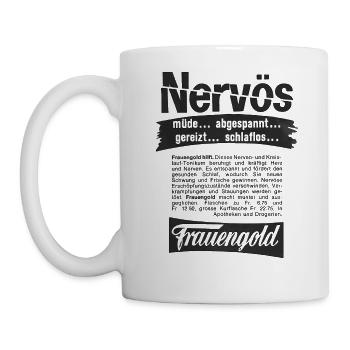 Frauengold - dunkel - Tasse - Weiß - Links