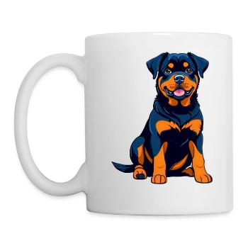 Cute Rottweiler in Comic Style - Mug - white - Left