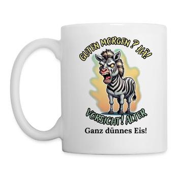 Good morning? Huh! Beware of old very thin ice - Mug - white - Left
