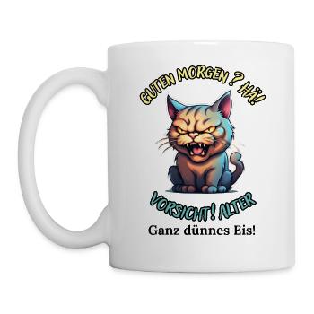 Good morning? Huh! Beware of old very thin ice - Mug - white - Left