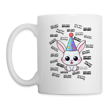 Happy Happy Birthday Cute Bunny Birthday Kids - Mug - white - Left