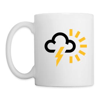 symbole météo foudre tonnerre icône de nuage noir - Mug blanc - blanc - Gauche
