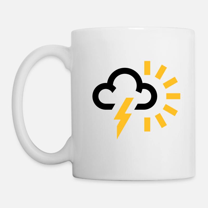 weather symbol thunder lightning black cloud icon - Mug - white