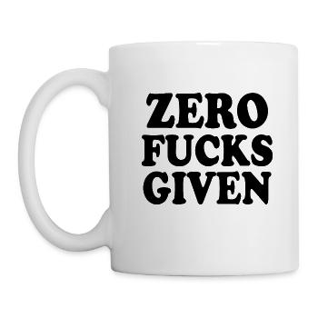 Zero fucks given - Tasse - Weiß - Links