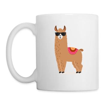 Happy Life Llama T-Shirt Alpaca - Mug - white - Left