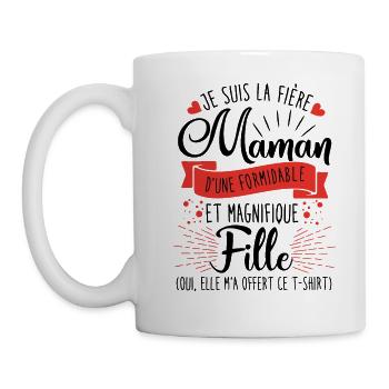 je suis la fière maman et magnifique fille - Mug blanc - blanc - Gauche