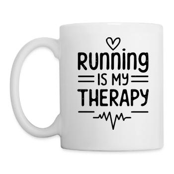Laufen ist meine Therapie, Humor, Läufertherapie - Tasse - Weiß - Links