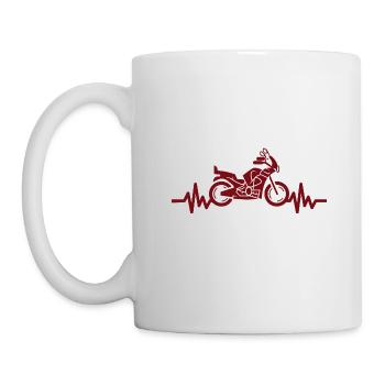 Heartbeat Motorrad - Maschine Motorsport Freiheit - Tasse - Weiß - Links