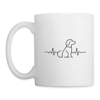 HUND HERZSCHLAG HUNDE EKG HUNDEHALTER GESCHENK - Tasse - Weiß - Links