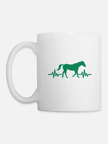 Herzschlag - Pferd Hengst Stute Ross Reitsport - Tasse - Weiß